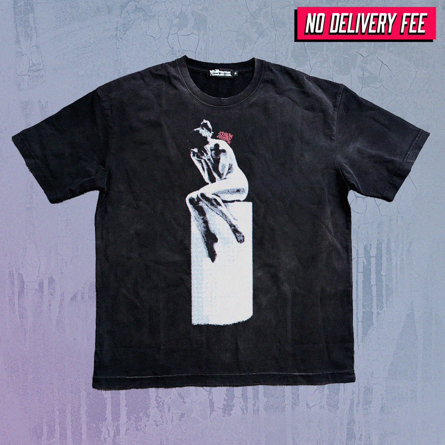 ALONE - Premium 260GSM Vintage Lightly Frayed Oversized Tee