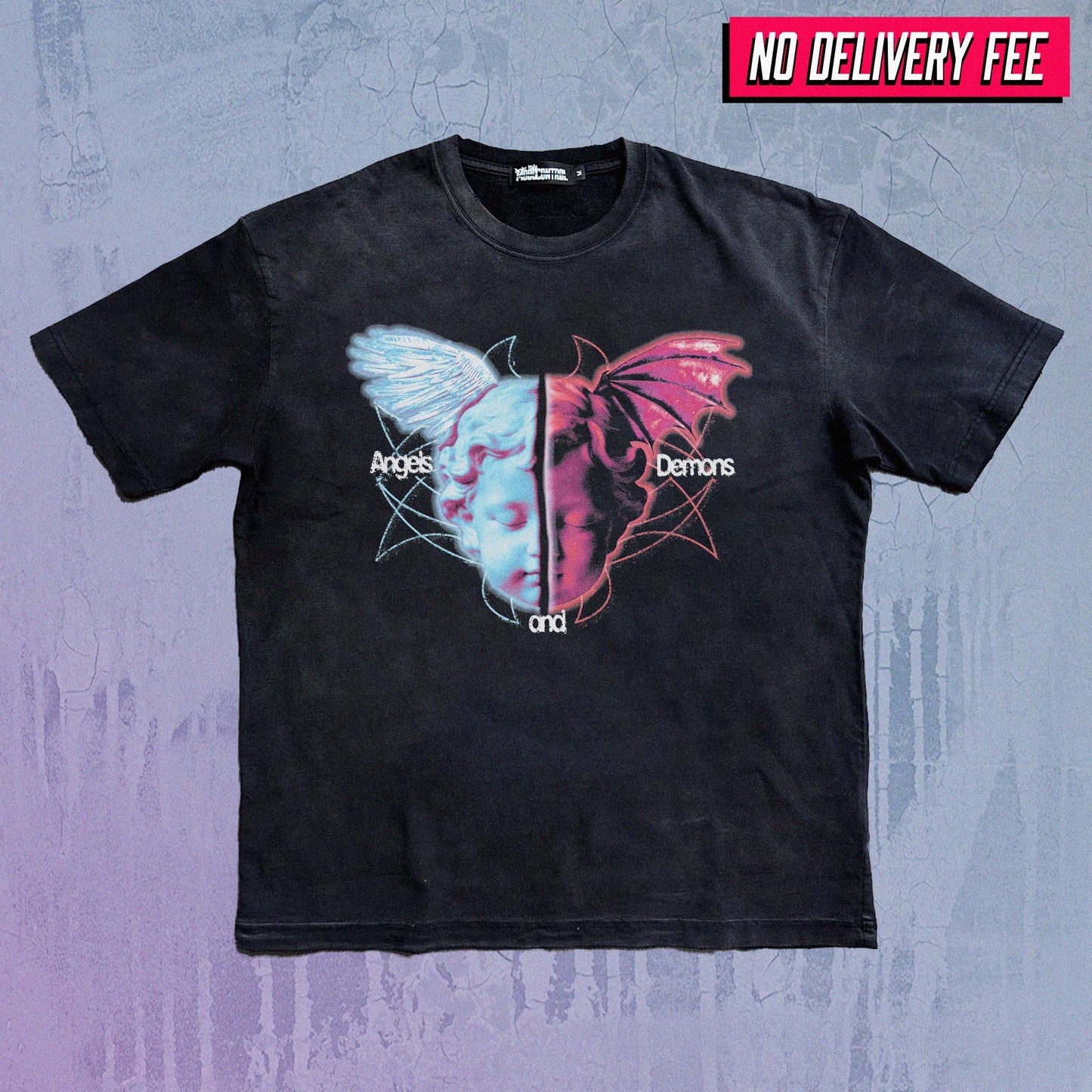 ANGELS AND DEMONS V2 - Premium 260GSM Vintage Lightly Frayed Oversized Tee