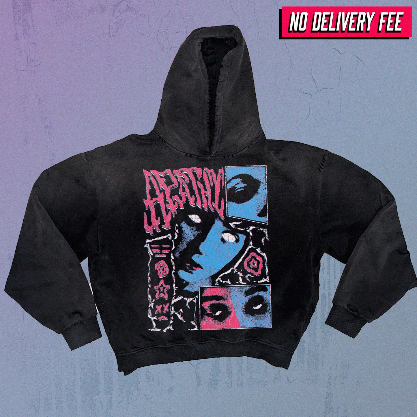 APATHY - Premium 420GSM Sunfaded and Frayed Boxy Hoodie
