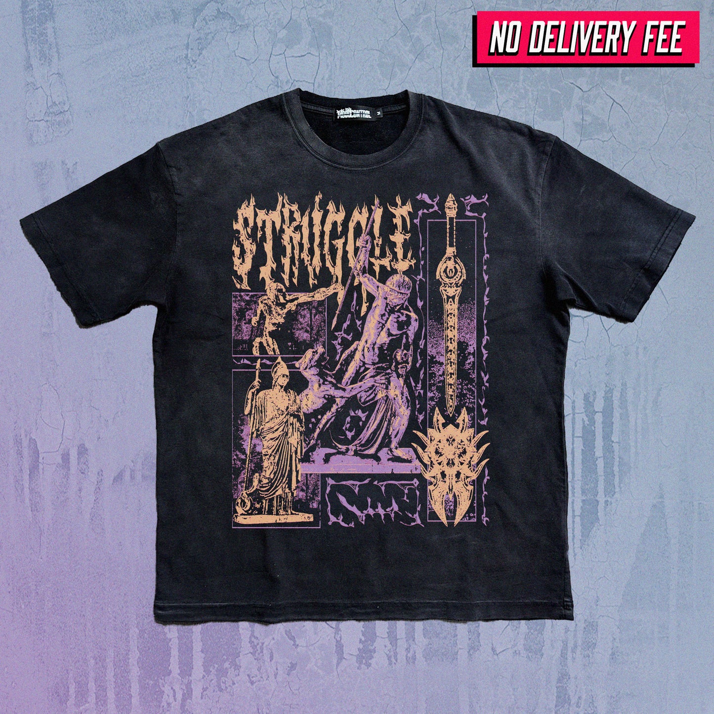 STRUGGLE - Premium 260GSM Vintage Lightly Frayed Oversized Tee