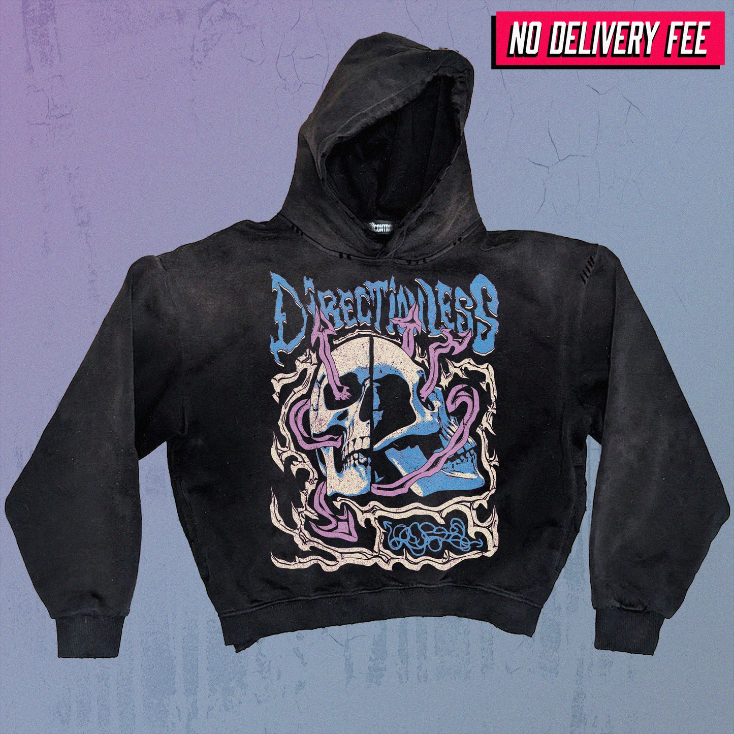 DIRECTIONLESS - Premium 420GSM Sunfaded and Frayed Boxy Hoodie