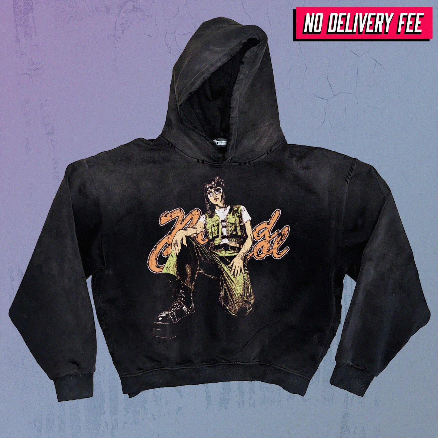 DOWN - Premium 420GSM Sunfaded and Frayed Boxy Hoodie
