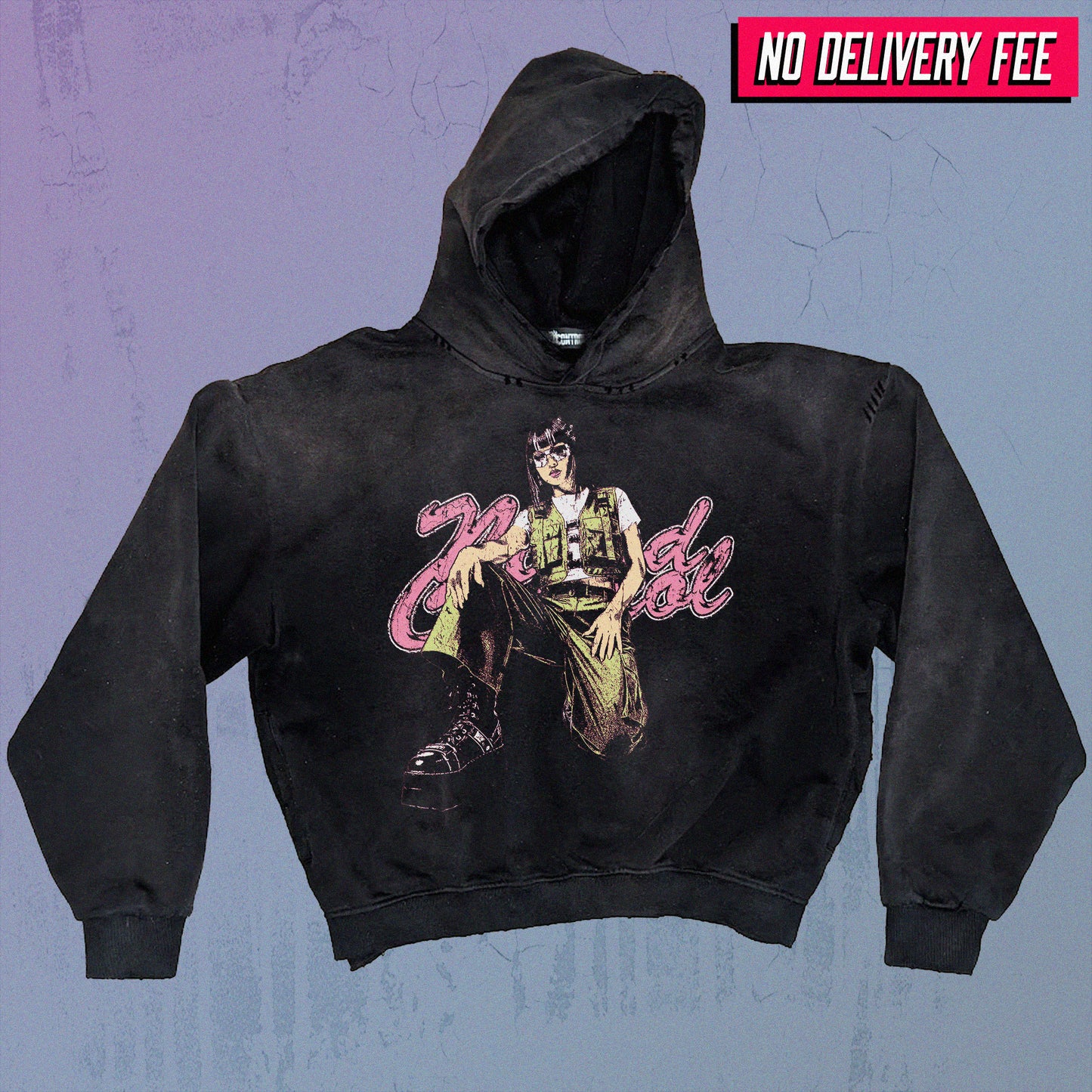 DOWN V2 - Premium 420GSM Sunfaded and Frayed Boxy Hoodie