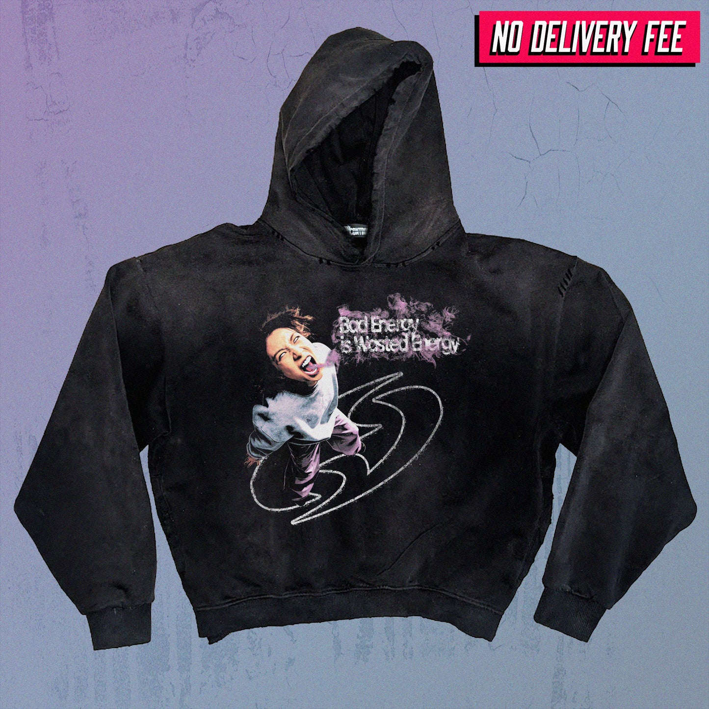 ENERGY - Premium 420GSM Sunfaded and Frayed Boxy Hoodie