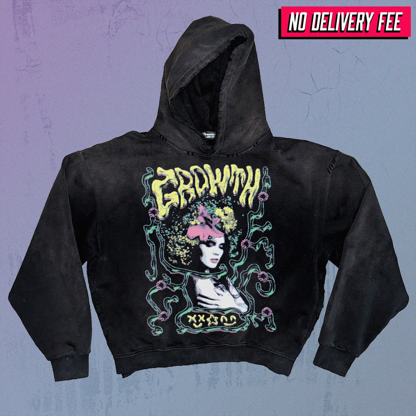 GROWTH - Premium 420GSM Sunfaded and Frayed Boxy Hoodie