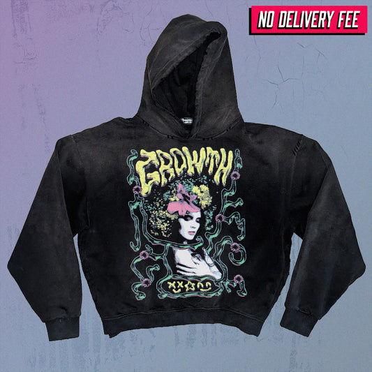 GROWTH - Premium 420GSM Sunfaded and Frayed Boxy Hoodie