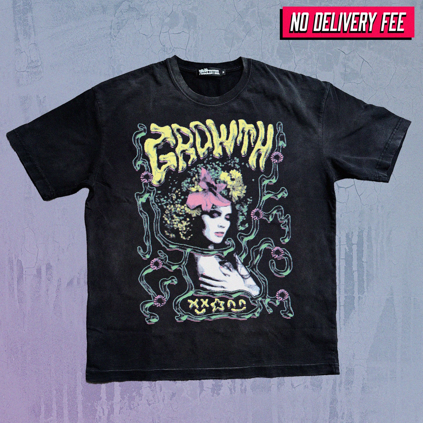 GROWTH - Premium 260GSM Vintage Lightly Frayed Oversized Tee