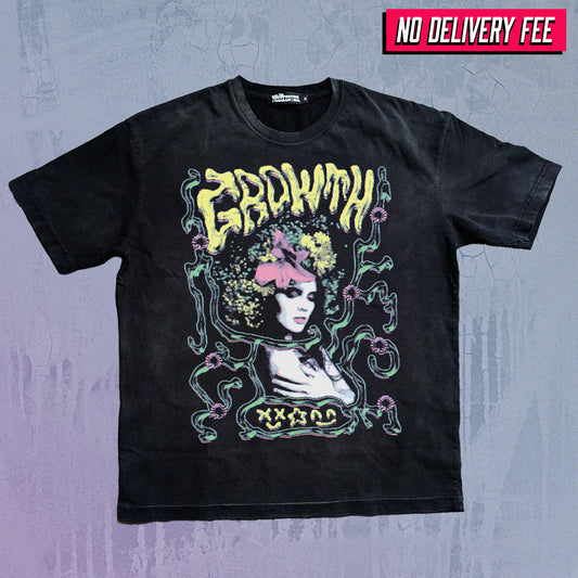 GROWTH - Premium 260GSM Vintage Lightly Frayed Oversized Tee