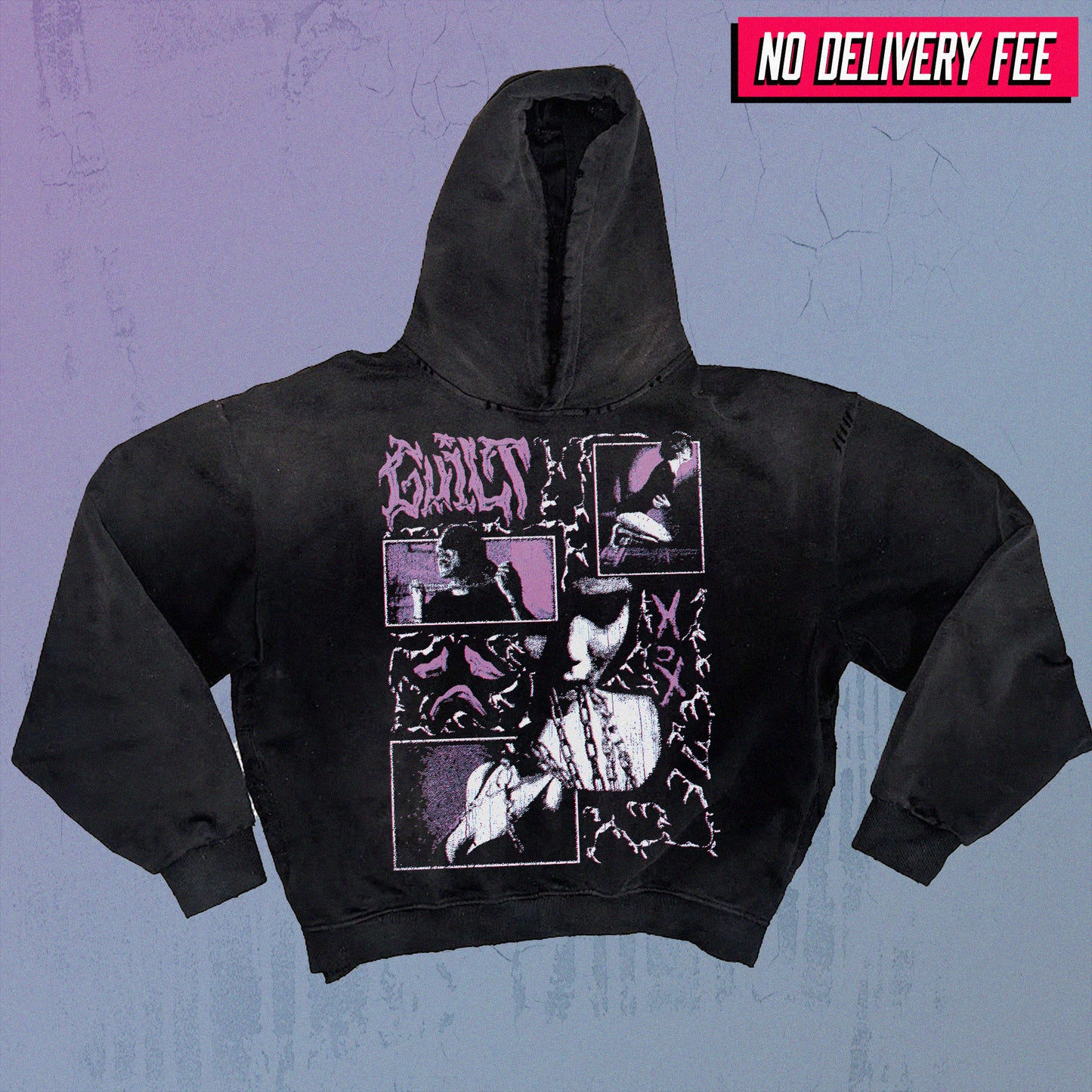 GUILT - Premium 420GSM Sunfaded and Frayed Boxy Hoodie