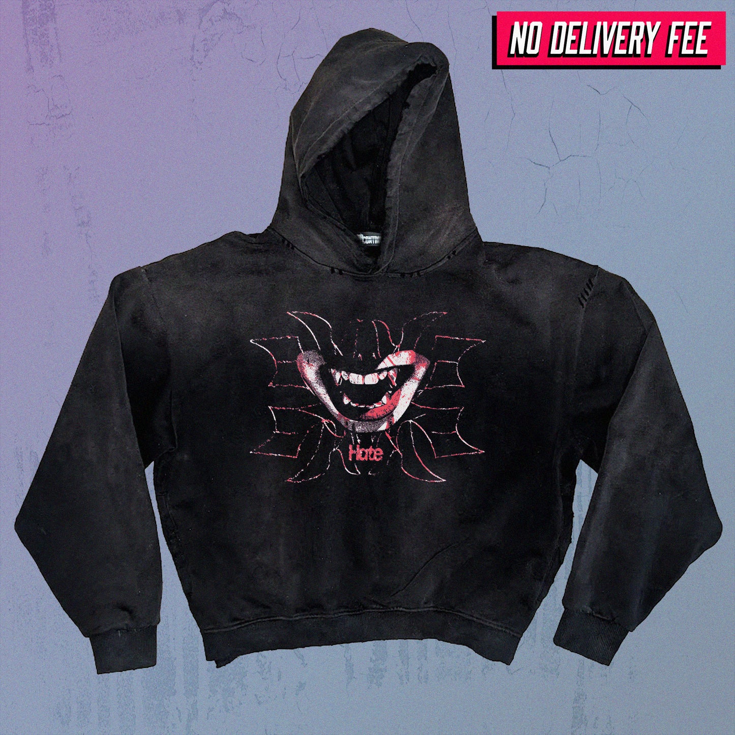 HATE V2 - Premium 420GSM Sunfaded and Frayed Boxy Hoodie