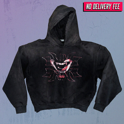 HATE V2 - Premium 420GSM Sunfaded and Frayed Boxy Hoodie