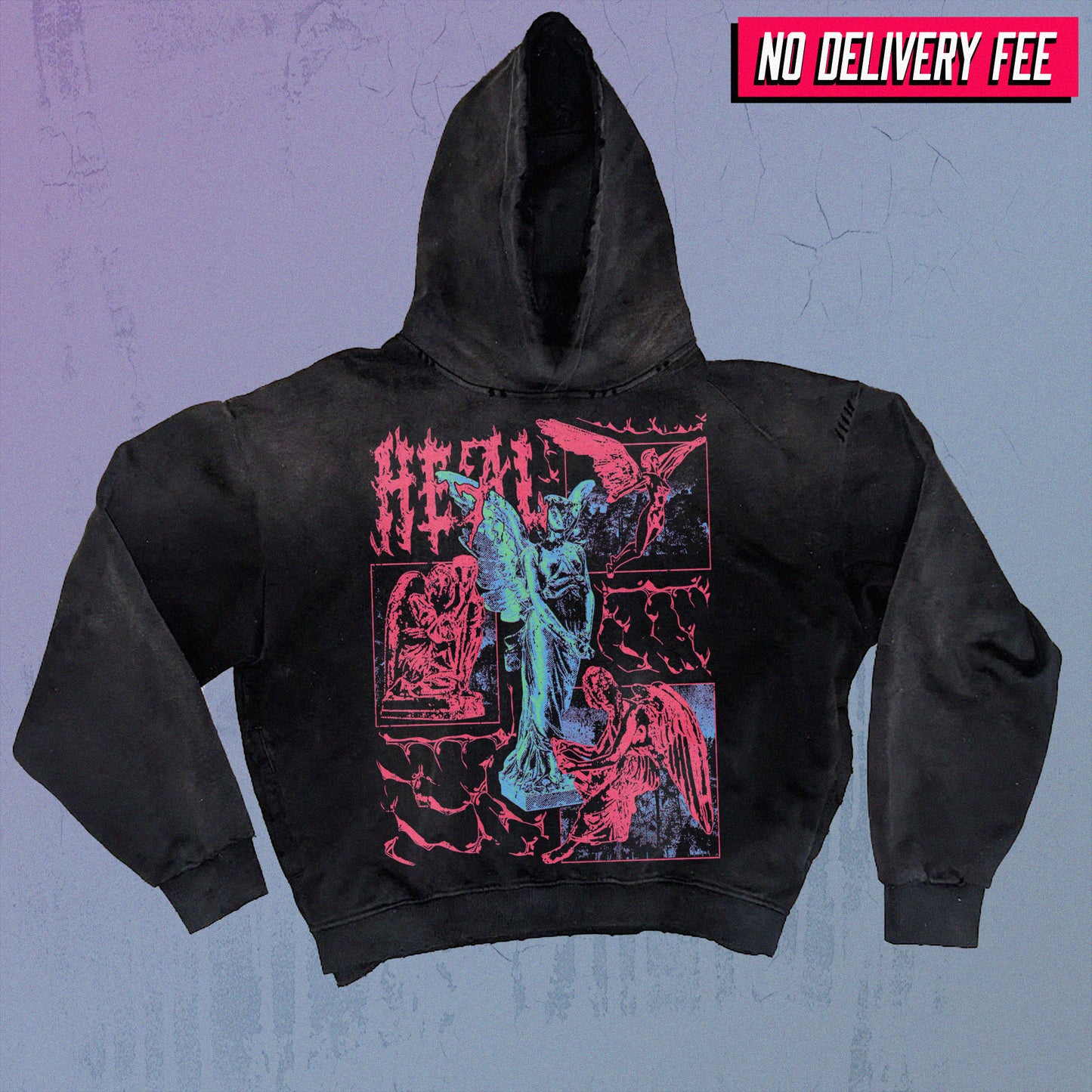 HEAL - Premium 420GSM Sunfaded and Frayed Boxy Hoodie