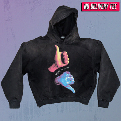 HIGHS AND LOWS - Premium 420GSM Sunfaded and Frayed Boxy Hoodie