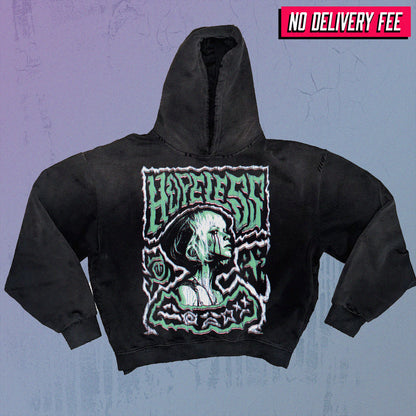 HOPELESS - Premium 420GSM Sunfaded and Frayed Boxy Hoodie