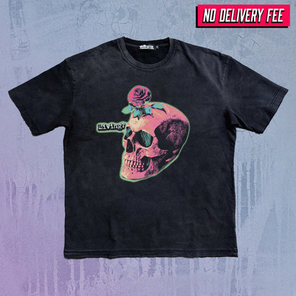 LIVING? - Premium 260GSM Vintage Lightly Frayed Oversized Tee