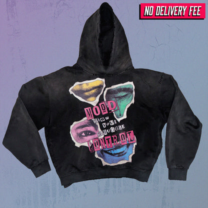 MOOD SWINGS V2 - Premium 420GSM Sunfaded and Frayed Boxy Hoodie