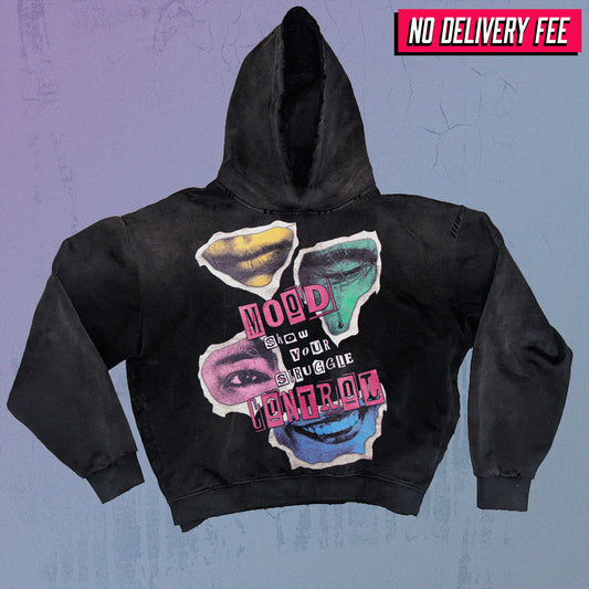 MOOD SWINGS V2 - Premium 420GSM Sunfaded and Frayed Boxy Hoodie