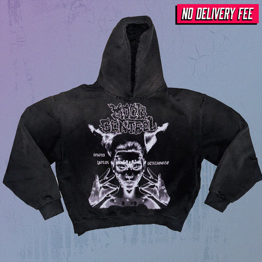 NEGATIVE - Premium 420GSM Sunfaded and Frayed Boxy Hoodie