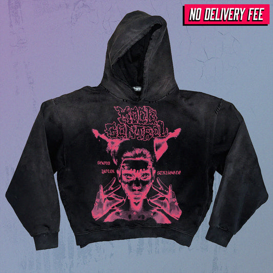 NEGATIVE V2 - Premium 420GSM Sunfaded and Frayed Boxy Hoodie