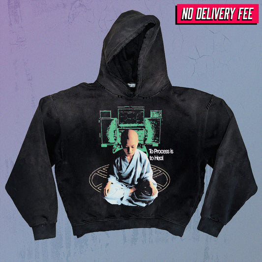 PROCESS - Premium 420GSM Sunfaded and Frayed Boxy Hoodie