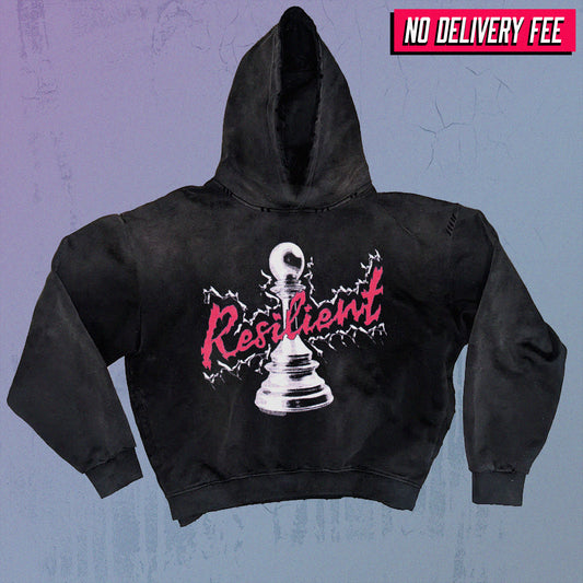 RESILIENT - Premium 420GSM Sunfaded and Frayed Boxy Hoodie