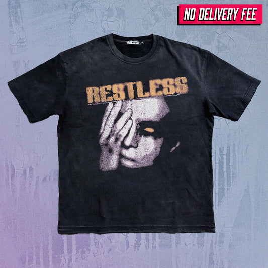 RESTLESS - Premium 260GSM Vintage Lightly Frayed Oversized Tee